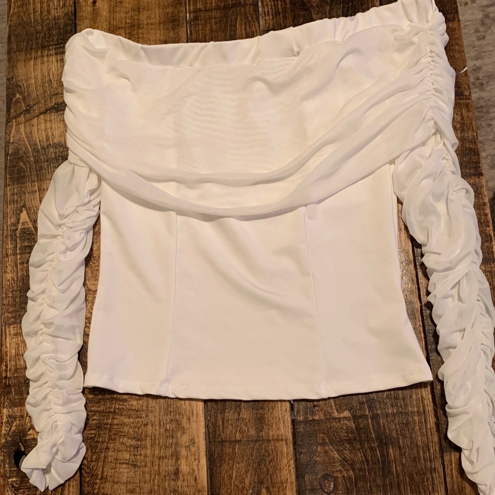 Off the shoulder white top